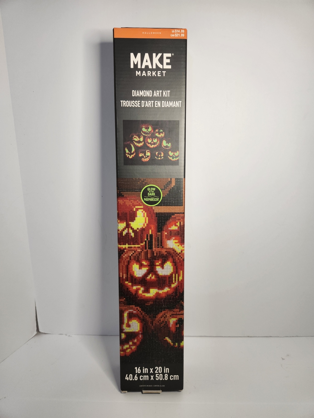 Make Market Glow-in-the Dark Halloween Jack-o-lantern Pumpkin Diamond Art Kit